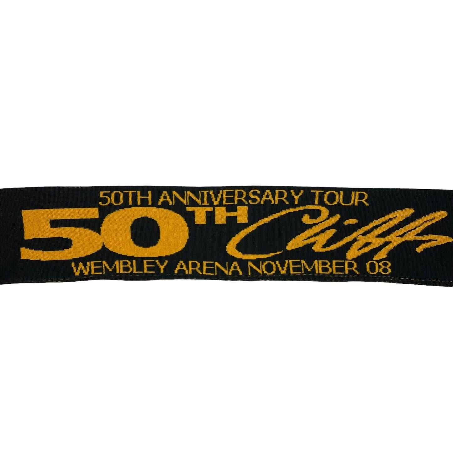 2006 Cliff Richard 50th Anniversary Tour Scarf Black And Yellow