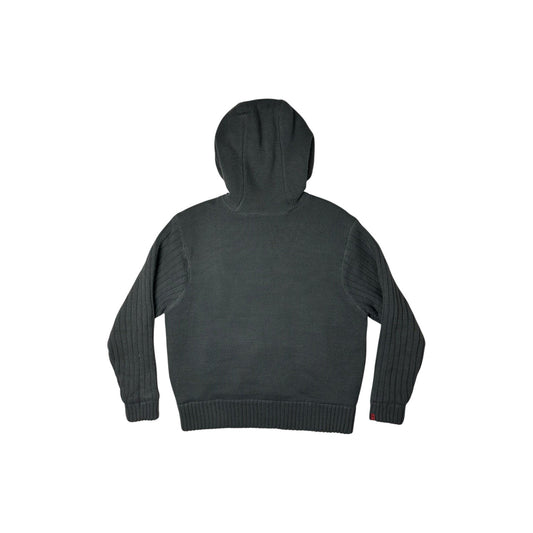 Vintage Schott NYC Knit Hoodie Men’s Large Dark Grey Pile Fleece Lining 00’s