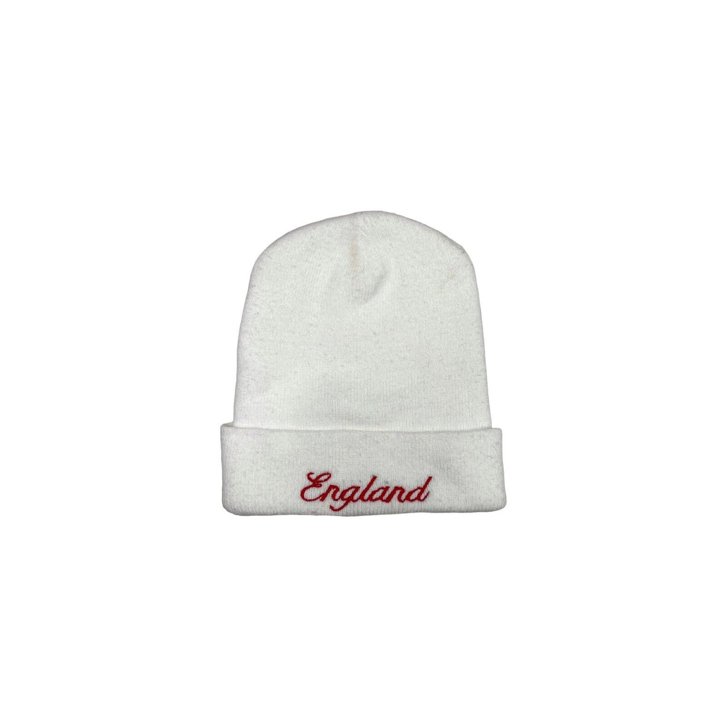 Vintage England Rugby Beanie White Embroidered Adults OSFA