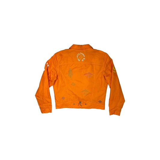 Vintage Pepe Jeans Jacket Orange Womens XL Embroidered Design