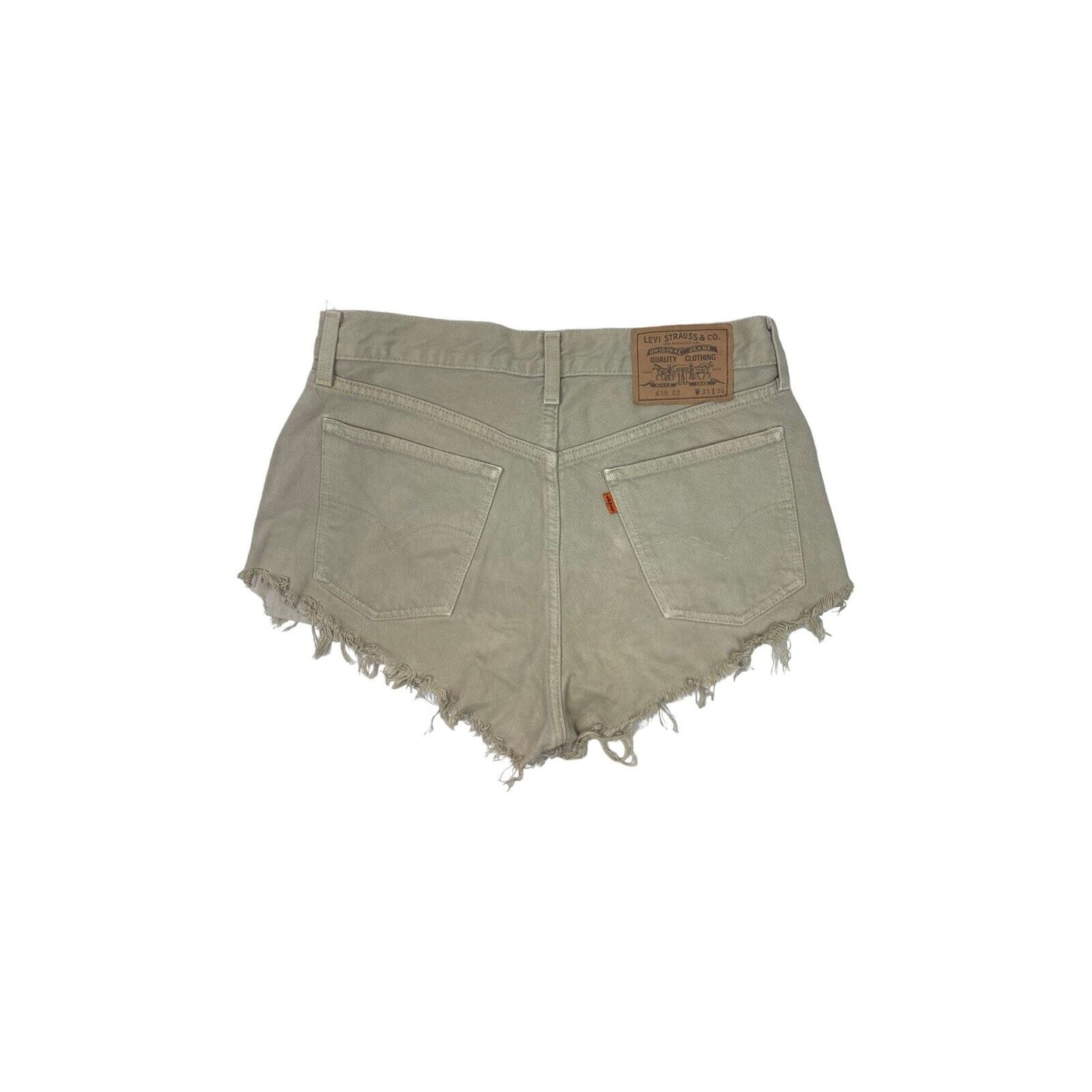 Vintage Levis Cut Denim Shorts Beige Womens 30w 90’s Fraying Festival Shorts