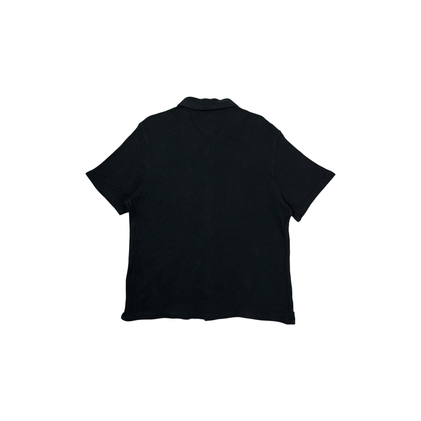 Percival Cuban Collar Shirt Black Waffle Design Men’s XL