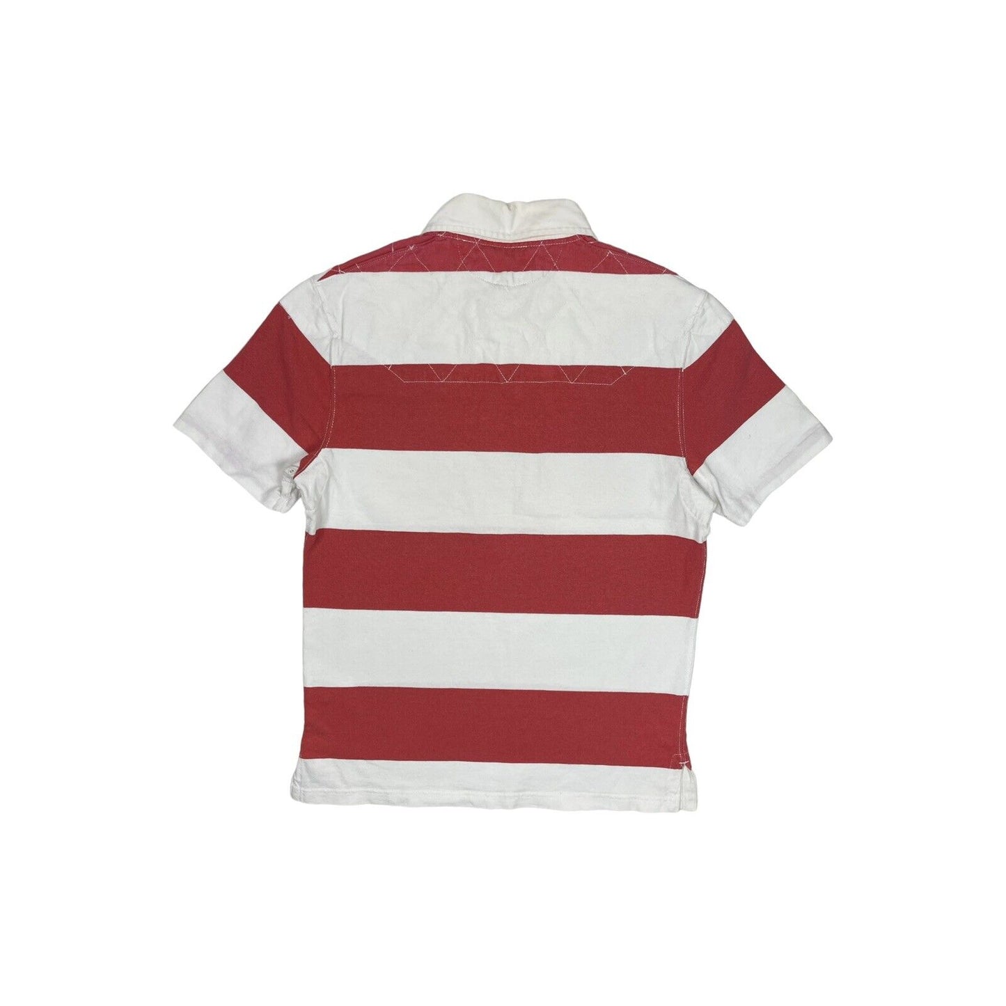 y2k Polo Ralph Lauren Rugby Polo Shirt Mens Small Red And White Stripe