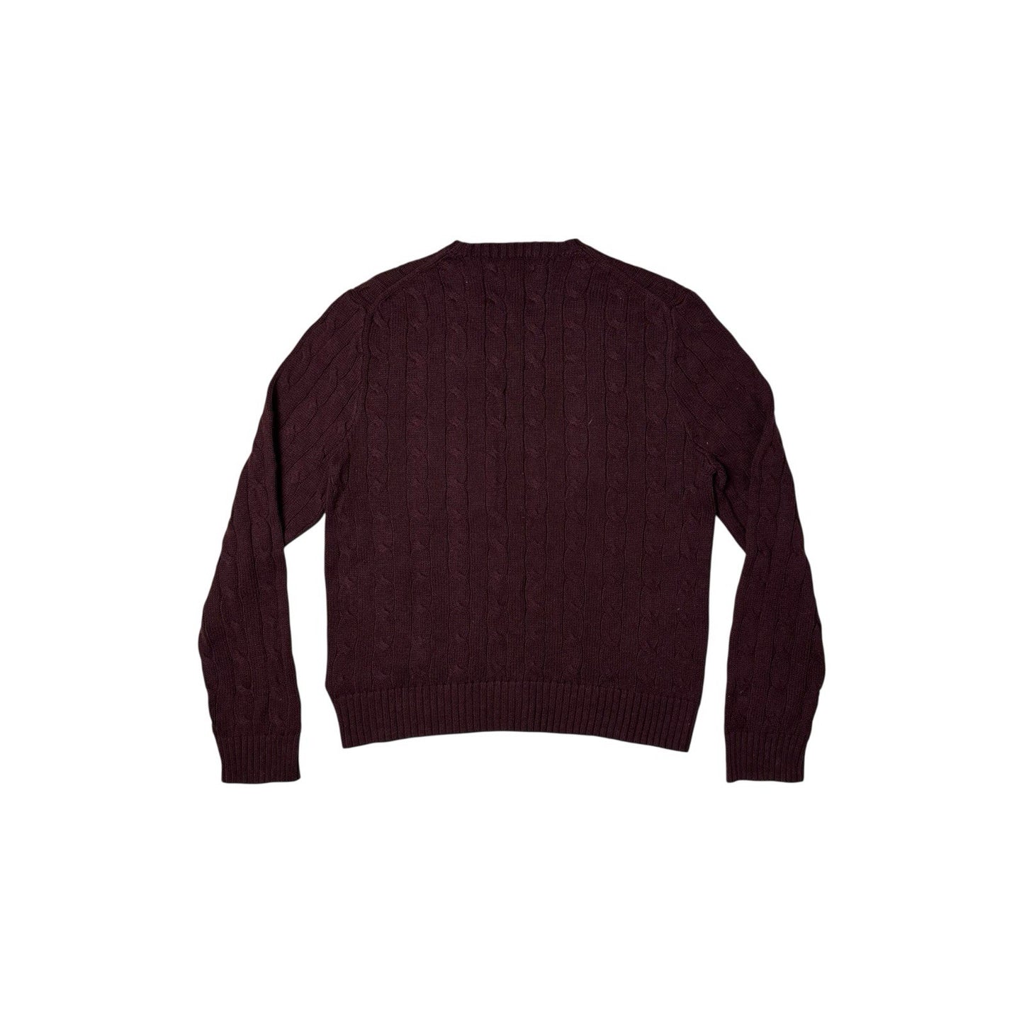 Vintage Polo Ralph Lauren Cable Knit Jumper Maroon Red Men’s Medium