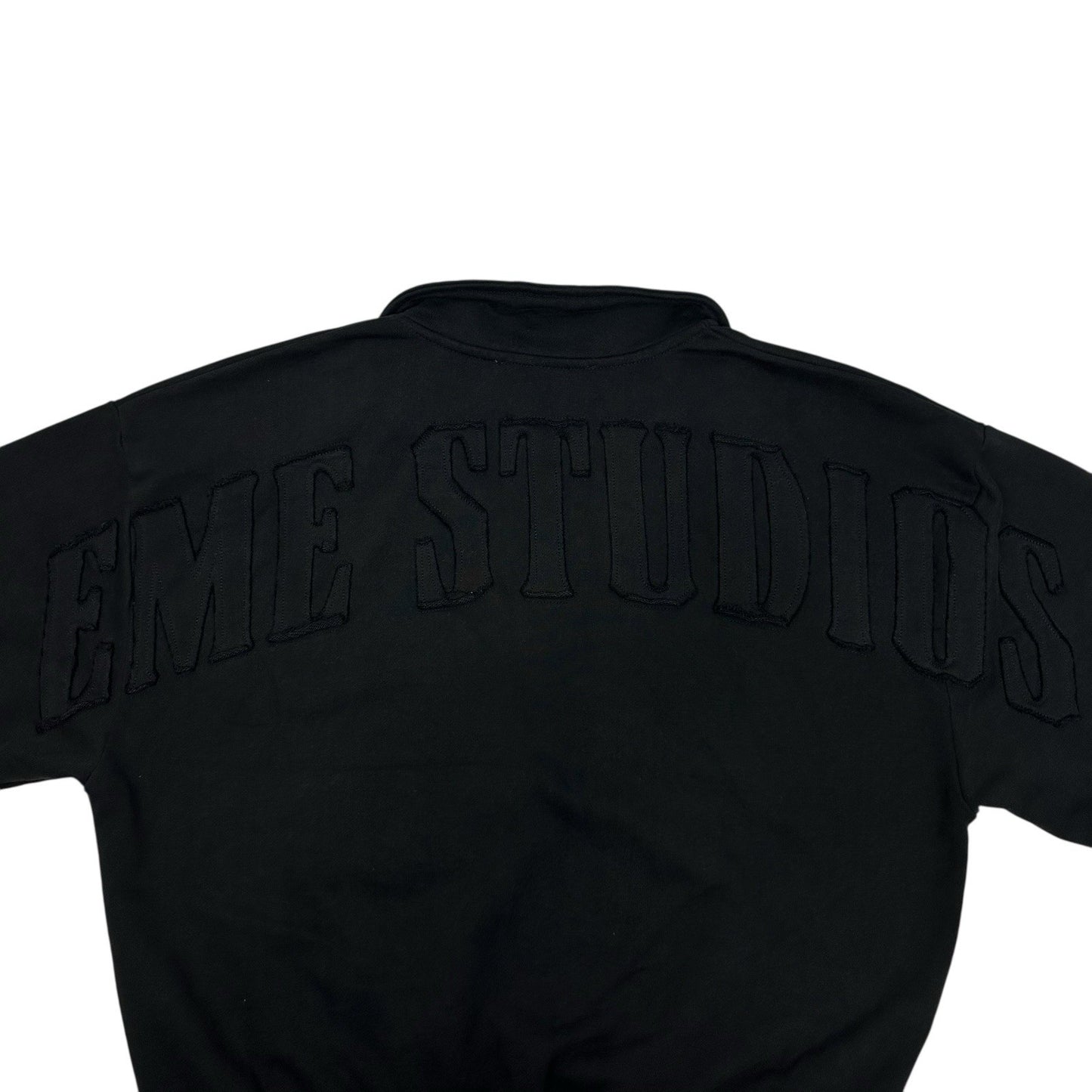 Eme Studios Sweater Black Men’s Medium Chesnut Shadow Polo Crewneck Embroidered