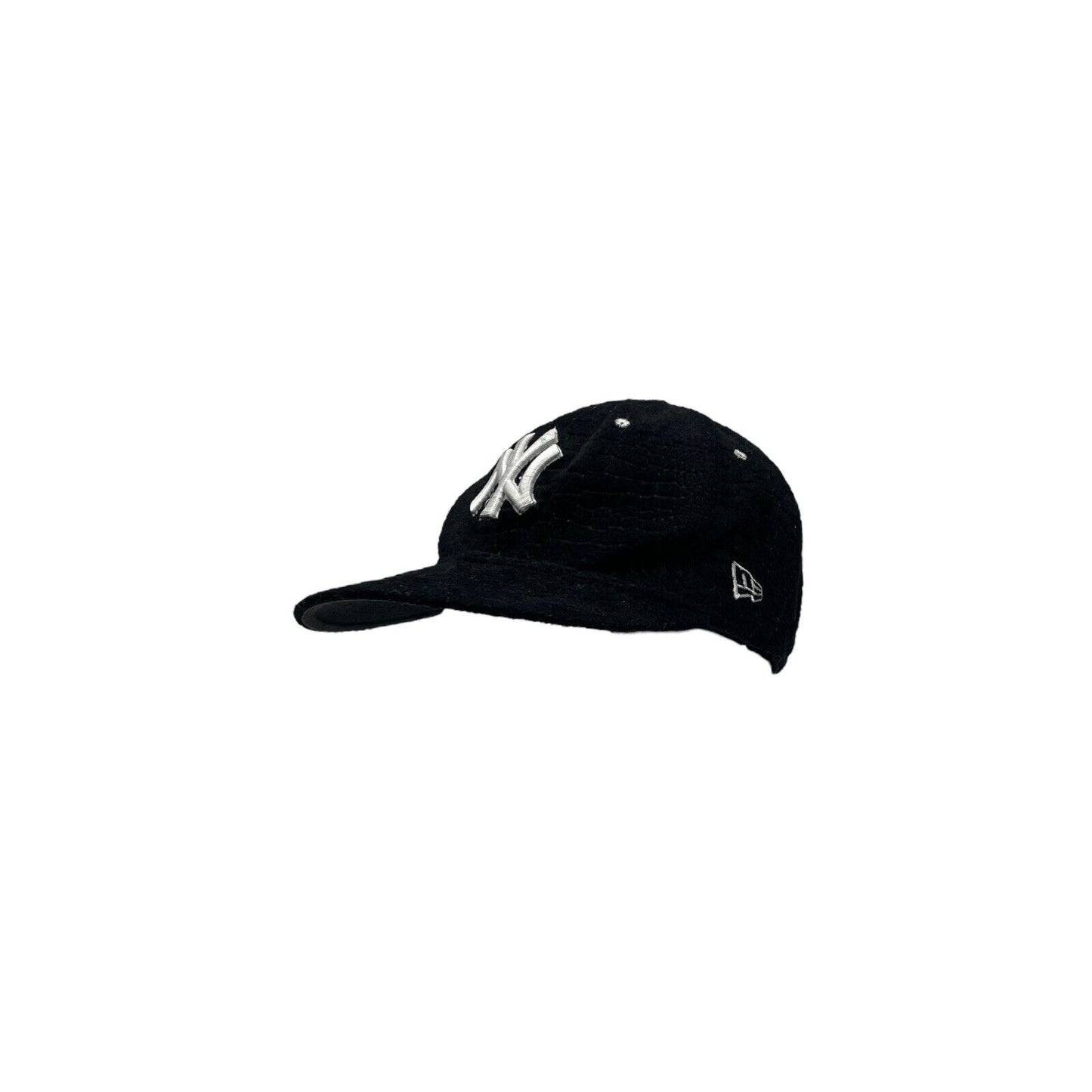 y2k New York Yankees New Era Cap 59Fifty Black Embroidered Towelling 7 1/4