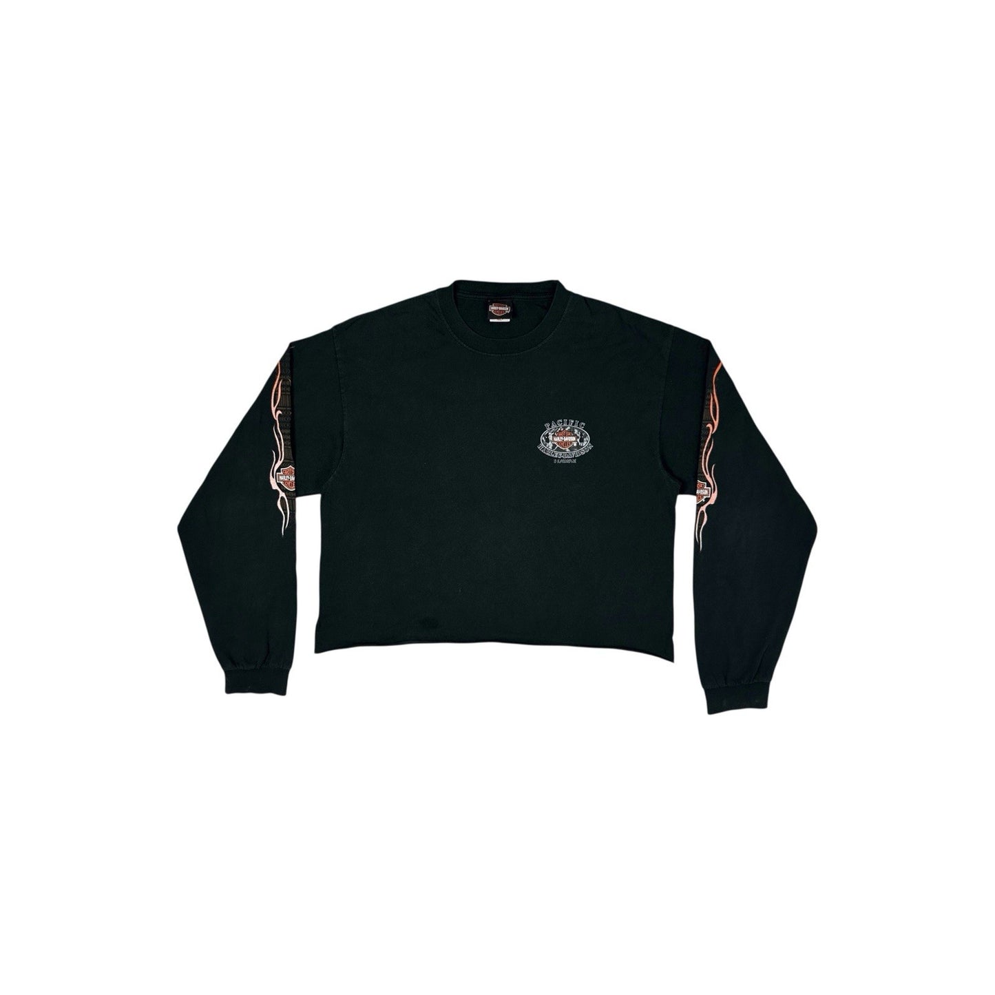 Vintage 90’s Harley Davidson T-Shirt Long Sleeve Black Cropped