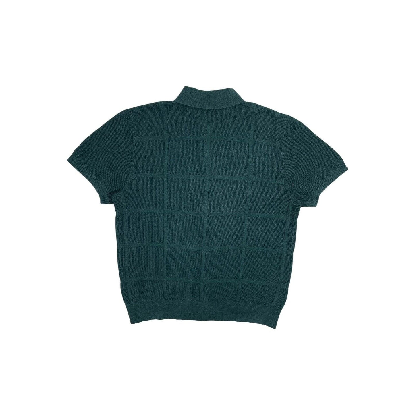 Aime Leon Dore Polo Top Windowpane Cardigan Short Sleeve Green Men's Large