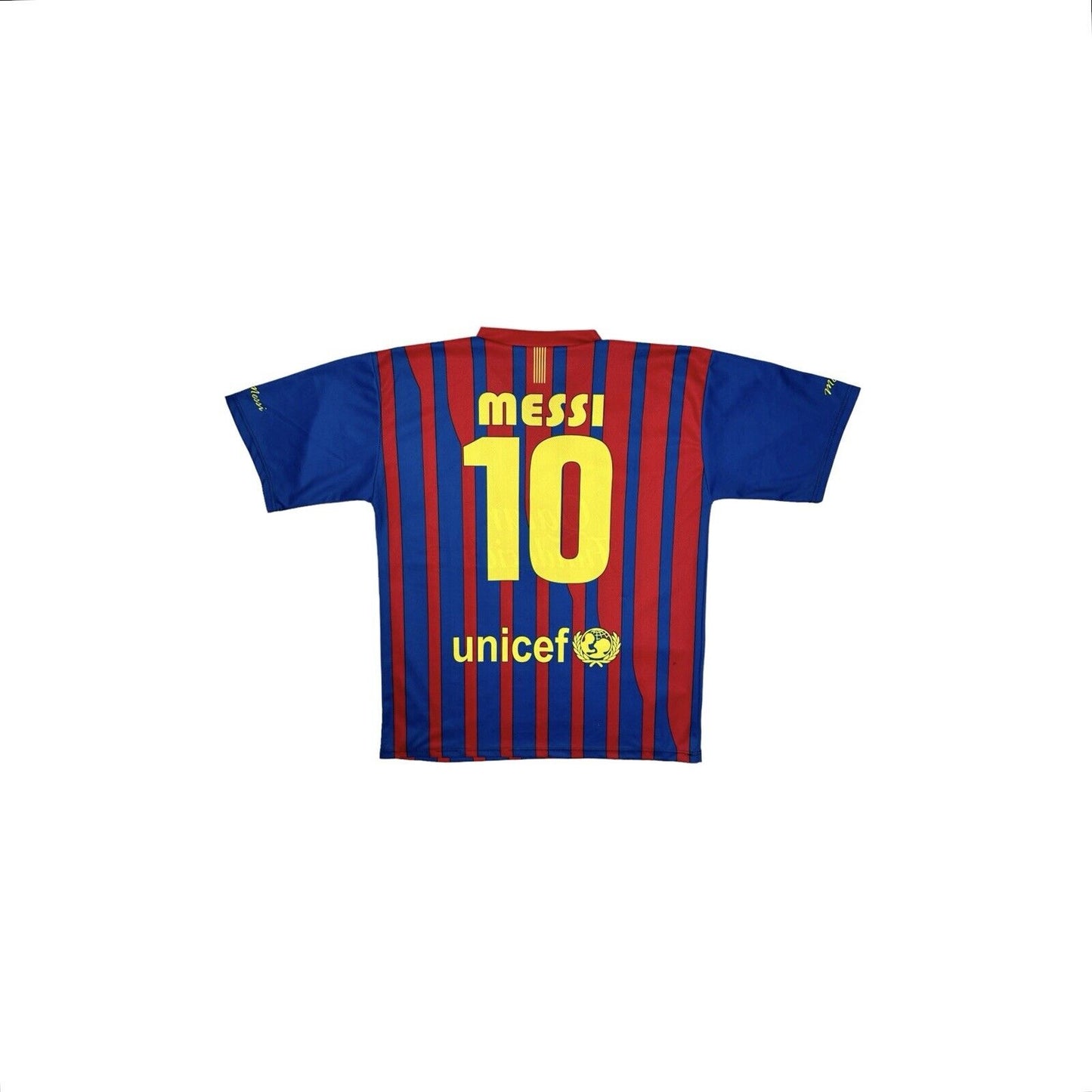 00’s Barcelona Style Football Shirt 10 Messi Red And Blue Large Soccer Top