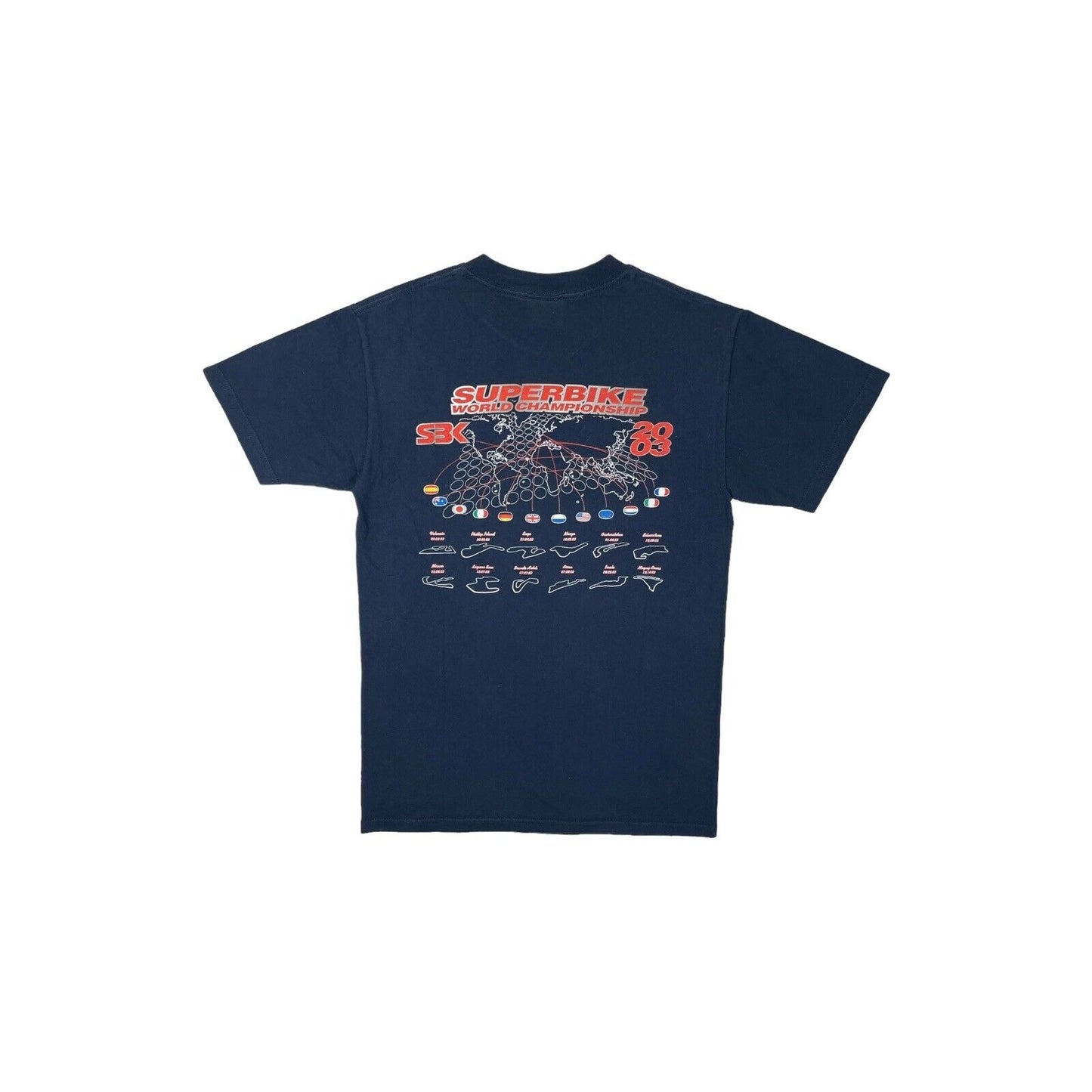 Vintage Silverstone Superbike Racing T-Shirt Mens Small Navy Blue Graphic Print