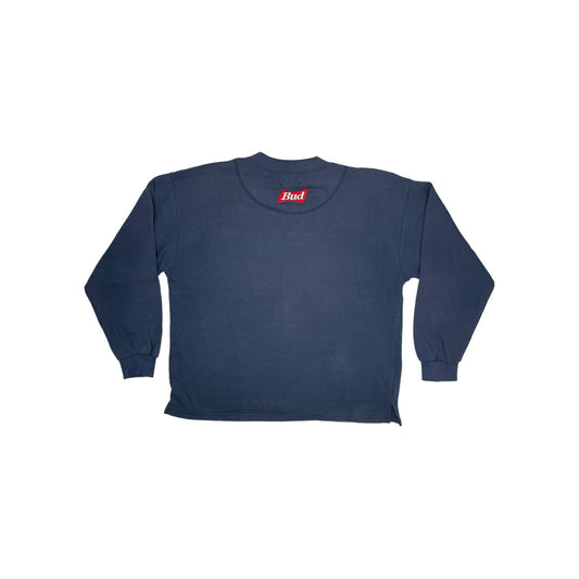 Vintage Budweiser Crew Neck Jumper Men’s Medium Navy Blue 90’s Embroidered