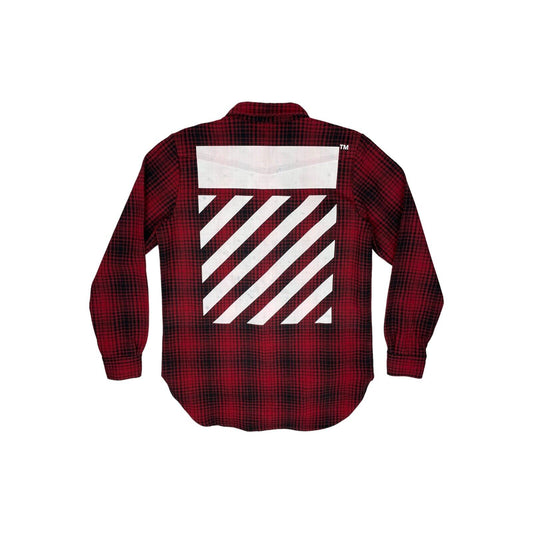 Off-White Diagonal Stripe Tartan Shirt Mens Medium Made In Italy Red And Black