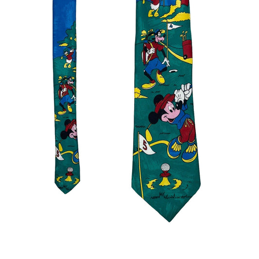 Vintage Disney Tie Mickey Mouse Green And Blue 90’s Golf Design