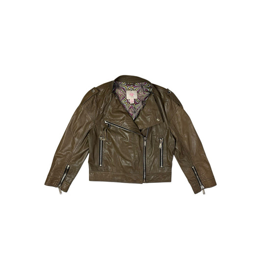 AW09 Matthew Williamson x H&M Leather Biker Jacket Brown Women’s Small