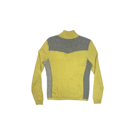 Fila Golf Zip Neck Jumper Womens Small Yellow Wool Blend