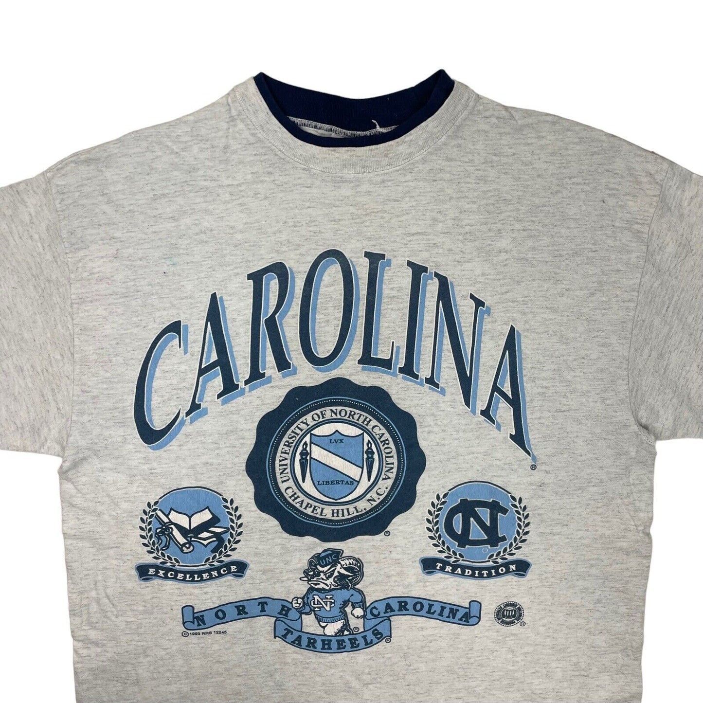 Vintage North Carolina Tarheels T-Shirt Grey Mens Large Made In USA Basketball