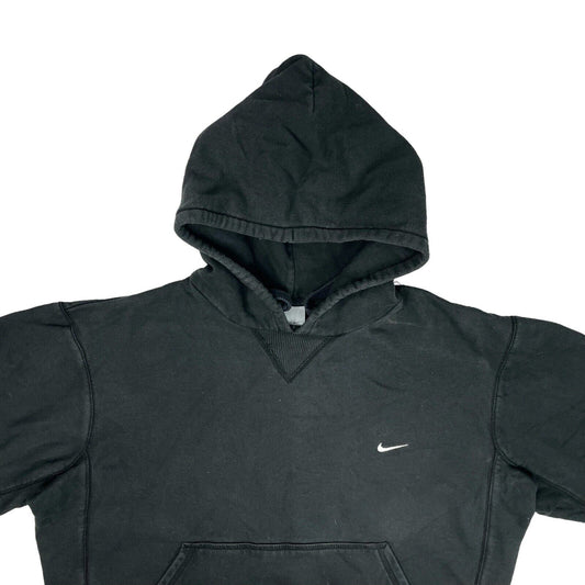 Vintage Nike Hoodie Men's Large Black Embroidered Swoosh Logo 00's Sportswear