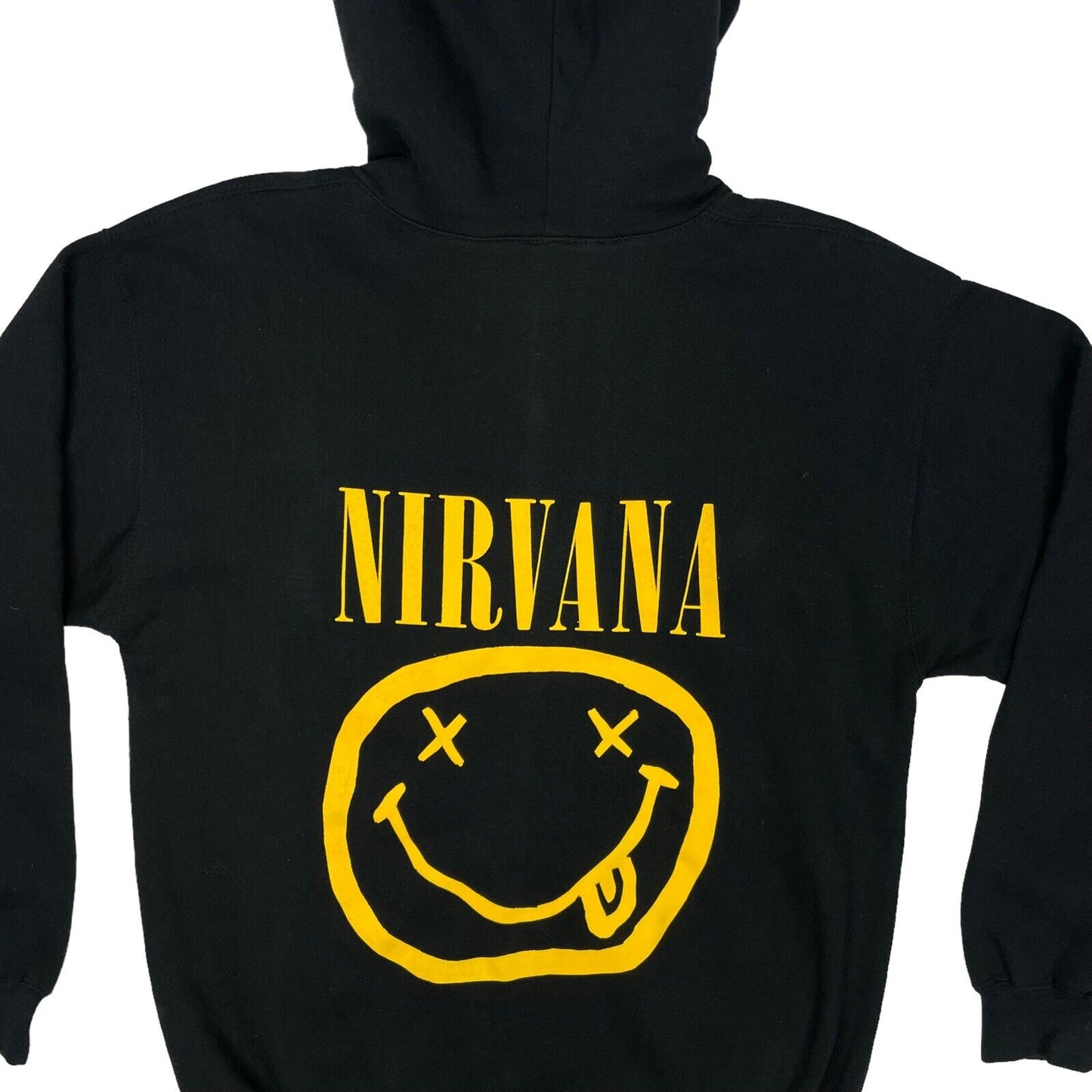 Vintage Nirvana Zip Hoodie Mens Medium Black Graphic Print Bootleg