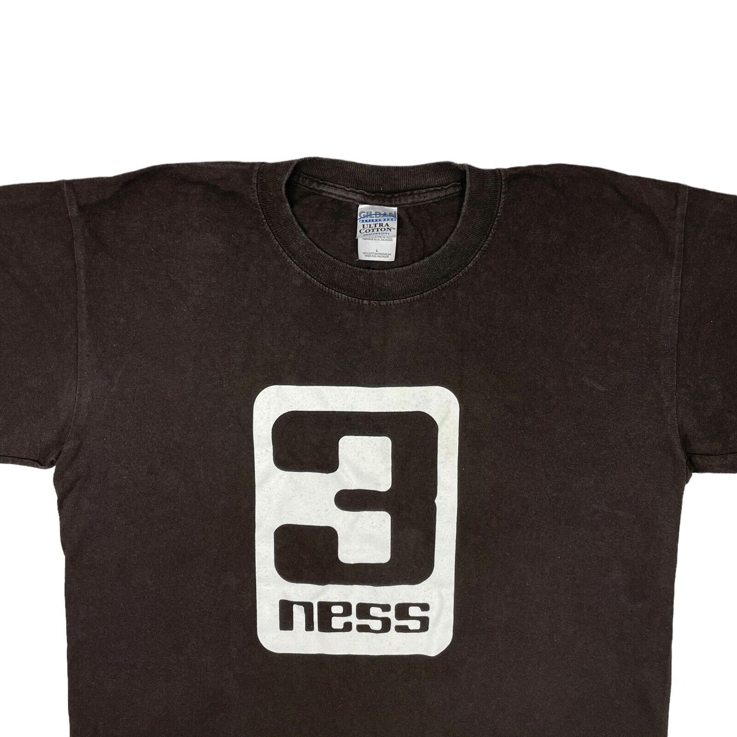 00’s 3Ness Long Sleeve T-Shirt Mens Large Brown Gildan British Fitness Group