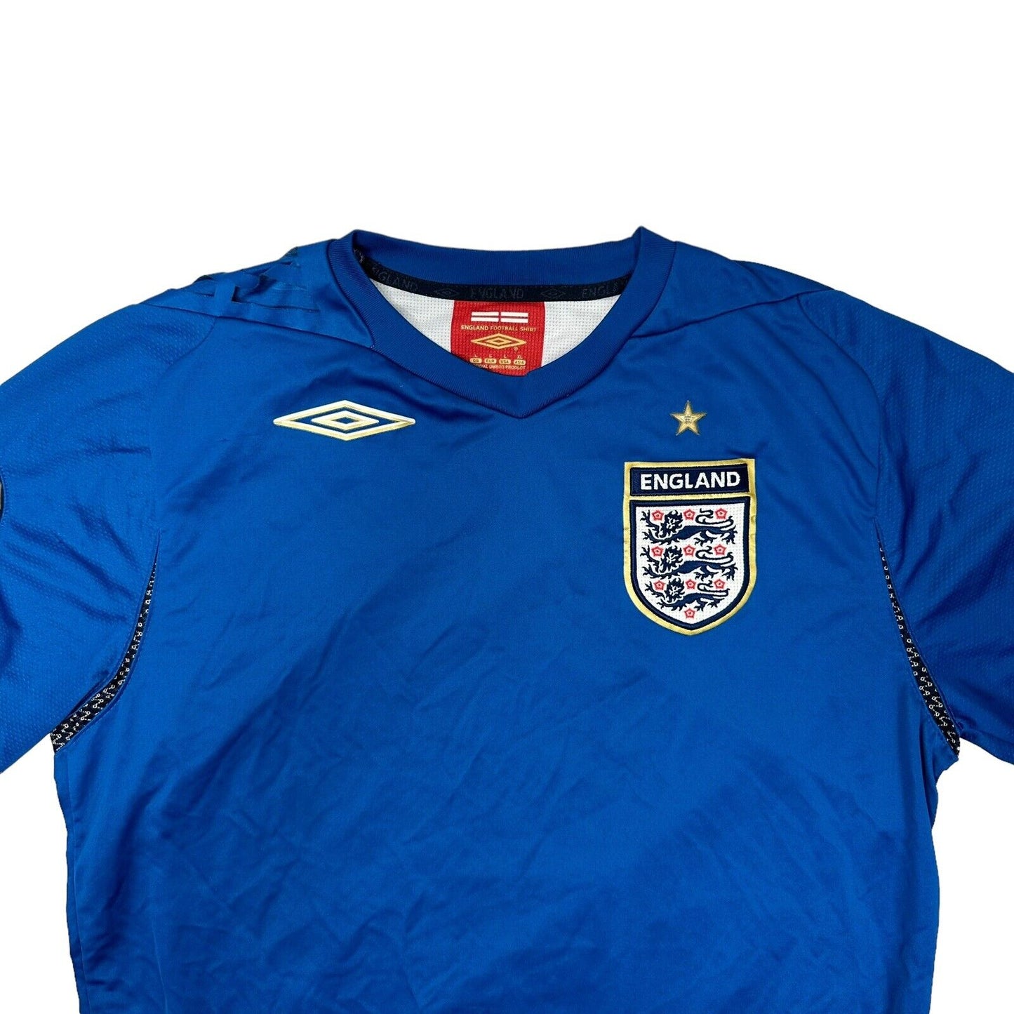 06-08 England Goalkeeper Football Shirt Umbro Mens Large Blue Long Sleeve