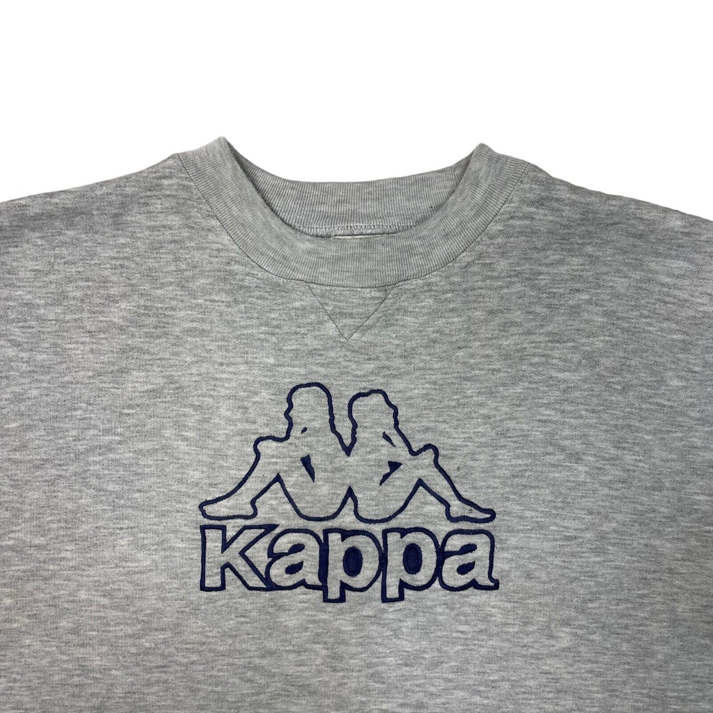 Vintage Kappa Crew Neck Jumper Mens Medium Grey 90's Sportswear Embroidered