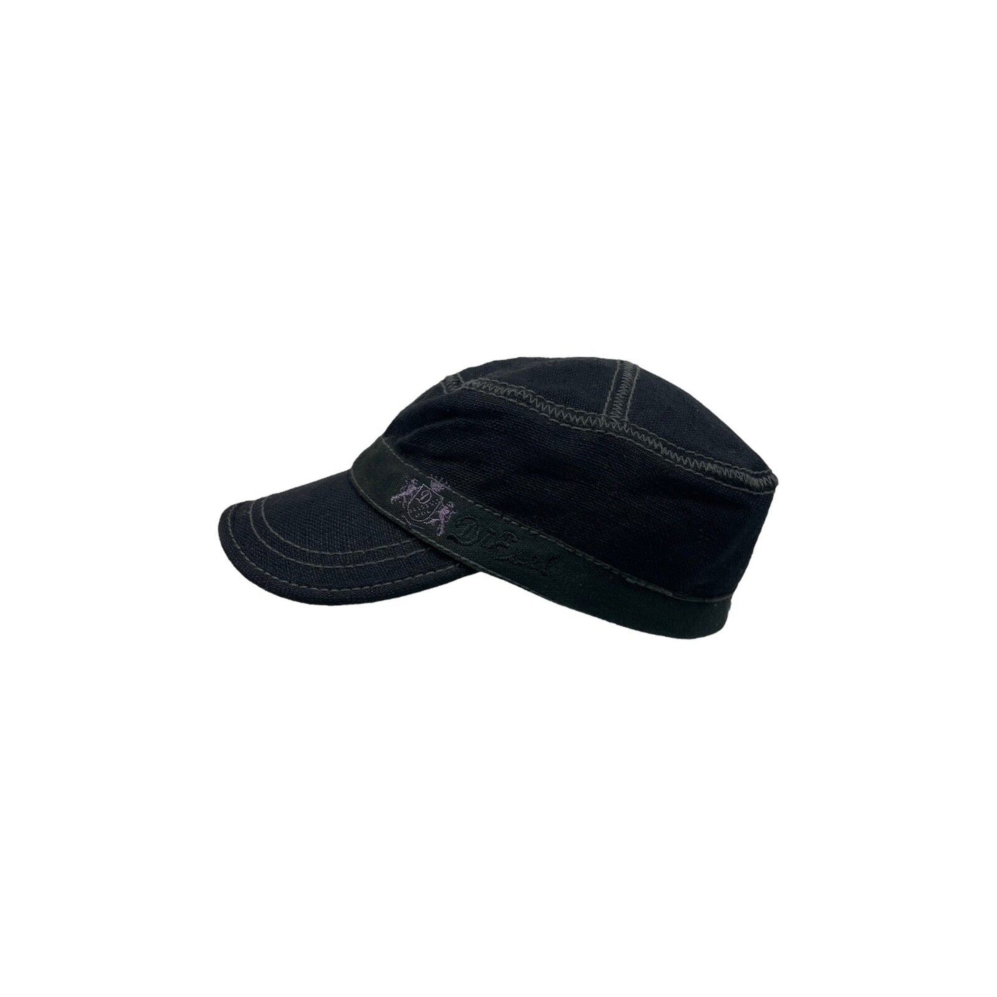 00’s Diesel Flat Top Hat Black Womens Small Embroidered