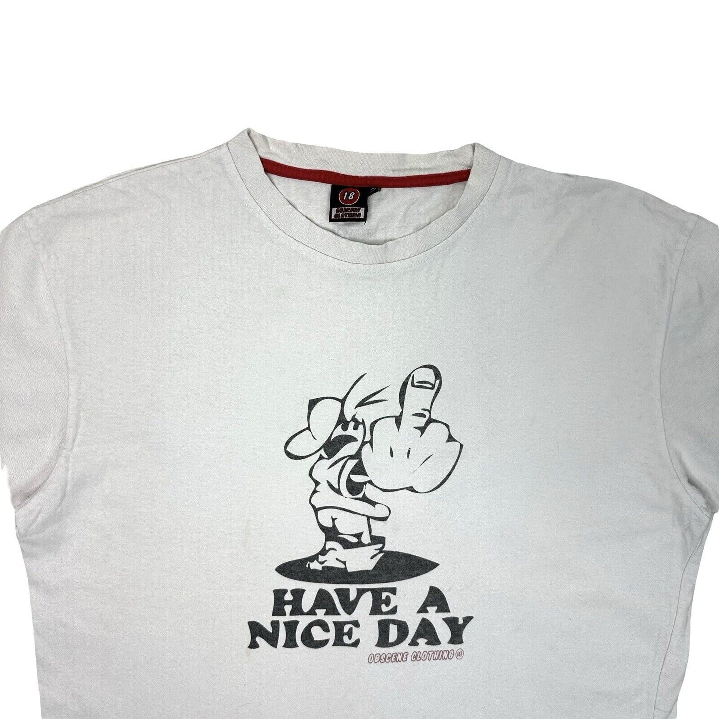 Vintage Obscene Clothing Have A Nice Day Spoof T-Shirt White Mens XL