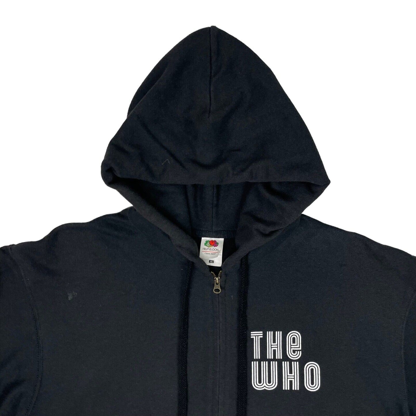 2014 The Who Tour Hoodie Mens XL Black Graphic Print Fruit Of The Loom Full Zip