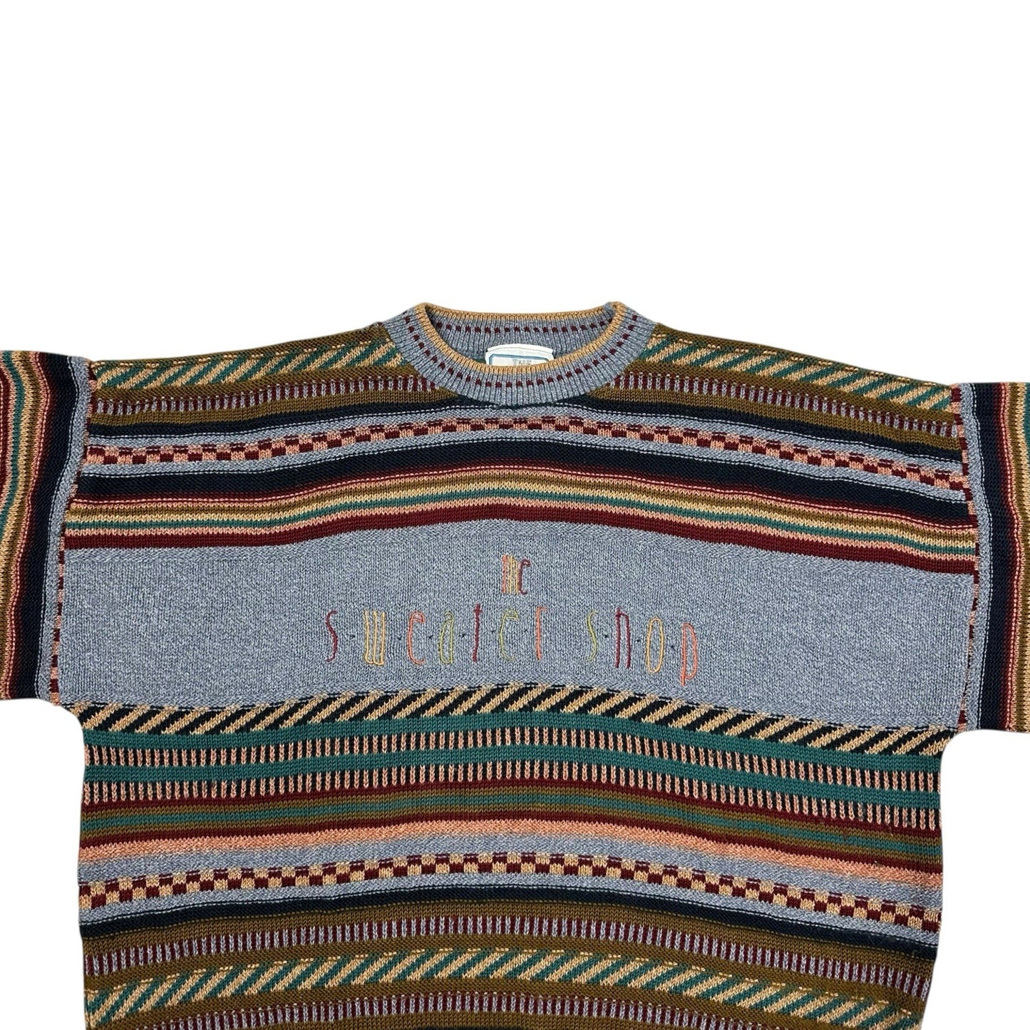 Vintage The Sweater Shop Jumper Men’s Medium Multicolour Stripe Knit Made In UK