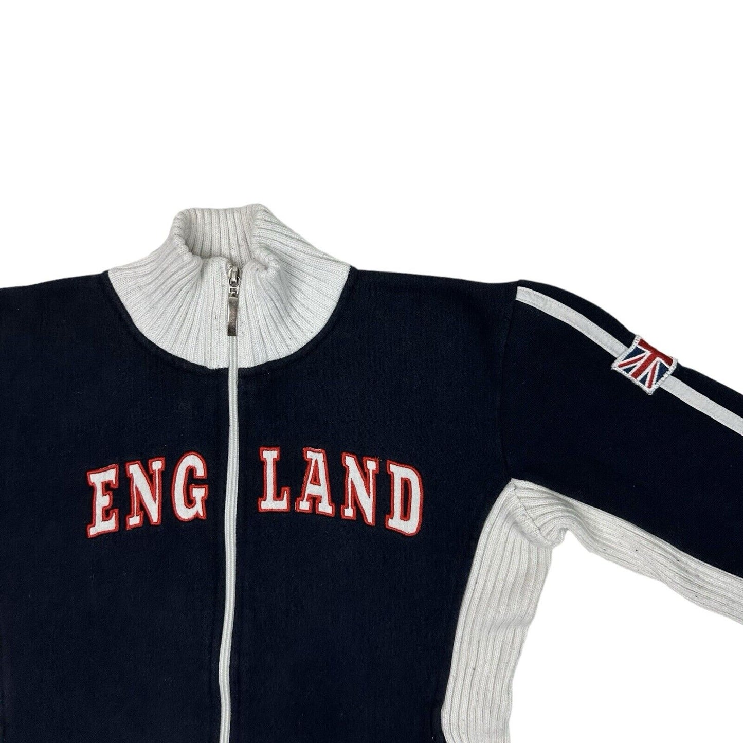 Vintage England Track Jacket Football Women’s XL Navy Blue And White Embrodiered