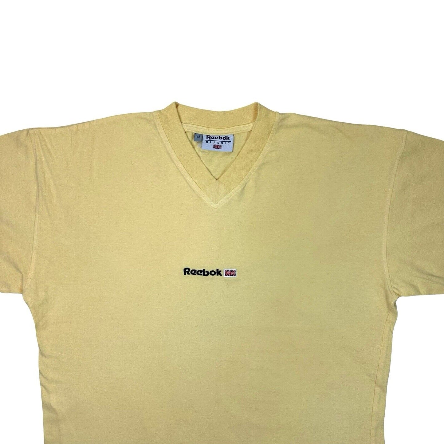 Vintage Reebok T-Shirt Yellow Mens Medium Embroidered 90’s Sportswear