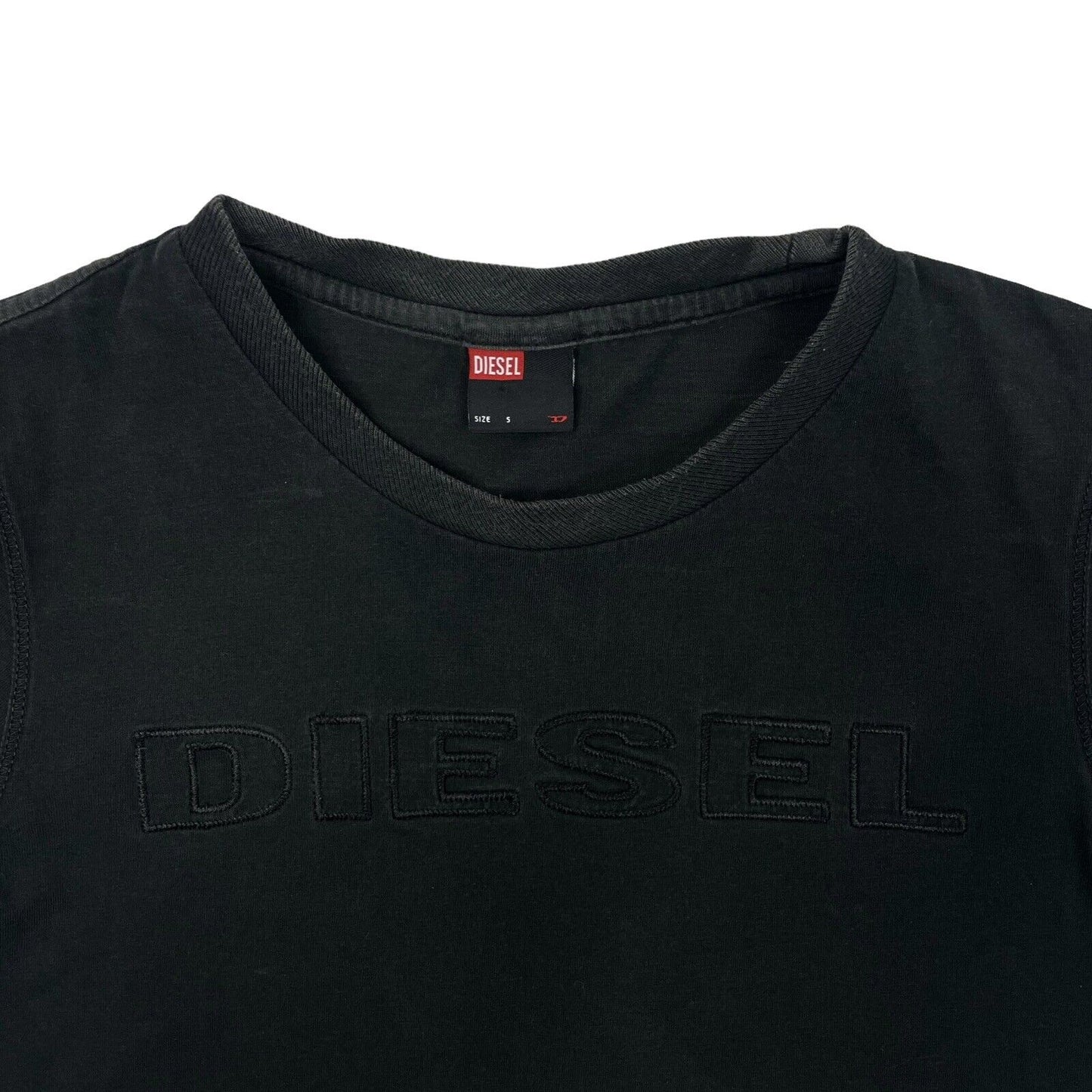 00’s Diesel Logo T-Shirt Black Womens Small Embroidered