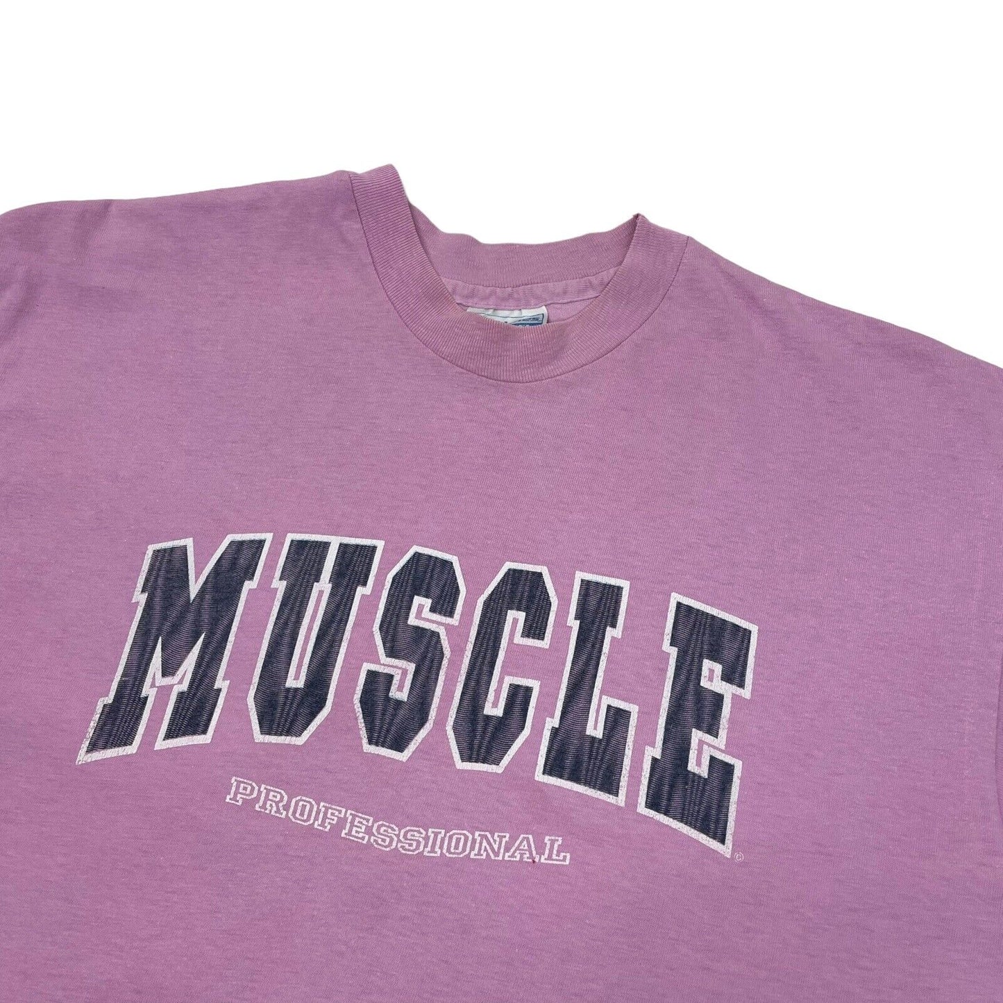 Vintage Muscle Slogan T-Shirt Mens XL Hanes Beefy-T Made In USA Lilac