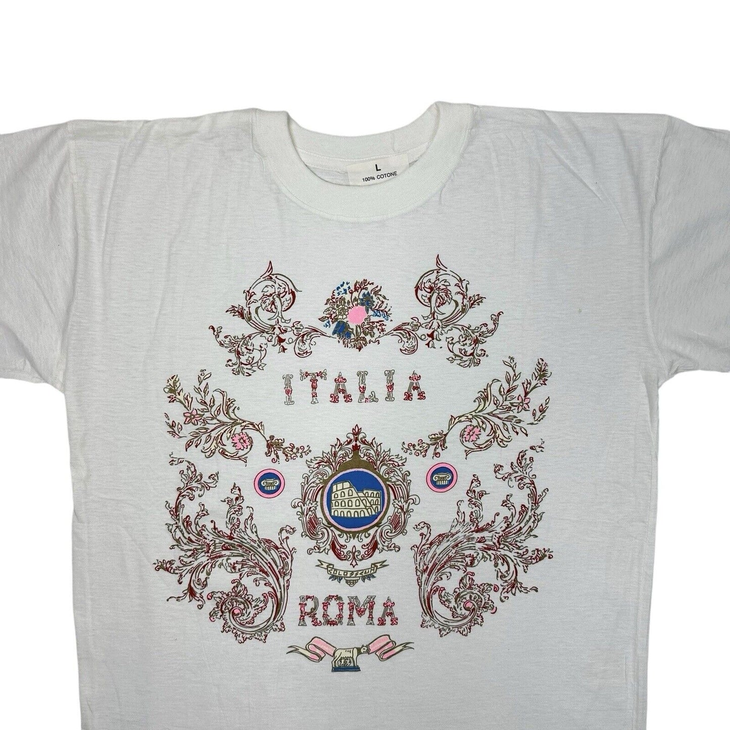 Vintage Italy Rome Tourist T-Shirt Men’s Large White With Graphic Print