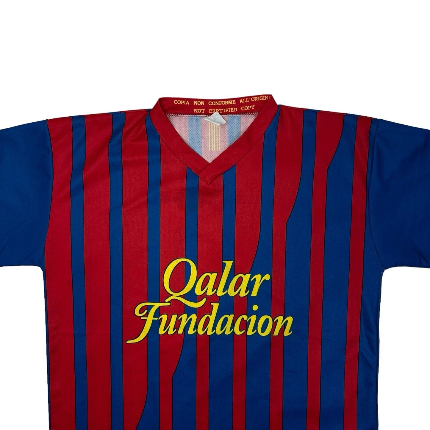 00’s Barcelona Style Football Shirt 10 Messi Red And Blue Large Soccer Top