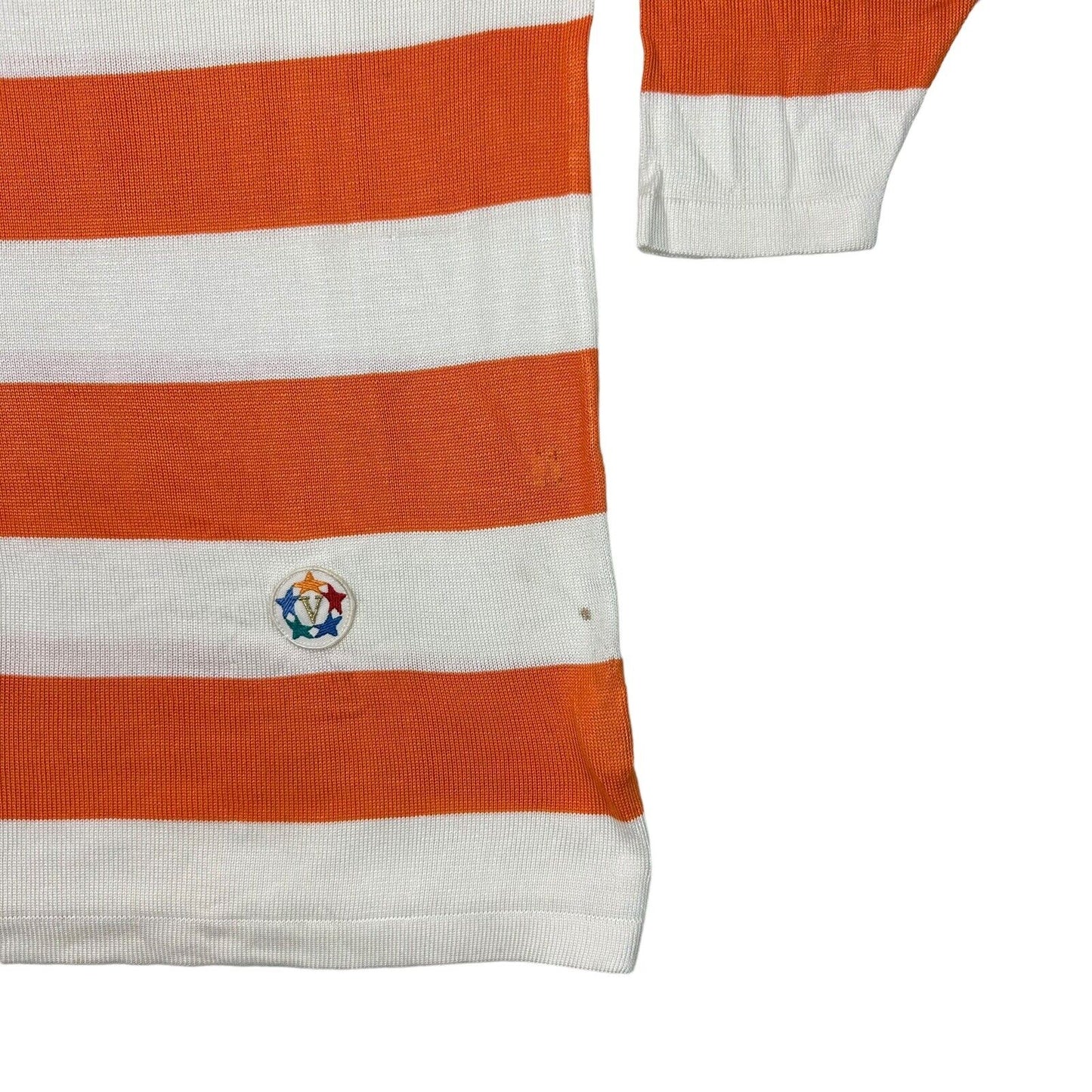 Vintage Valentino Sport Jumper Orange & White Stripe Men’s XL Made In Italy NWT