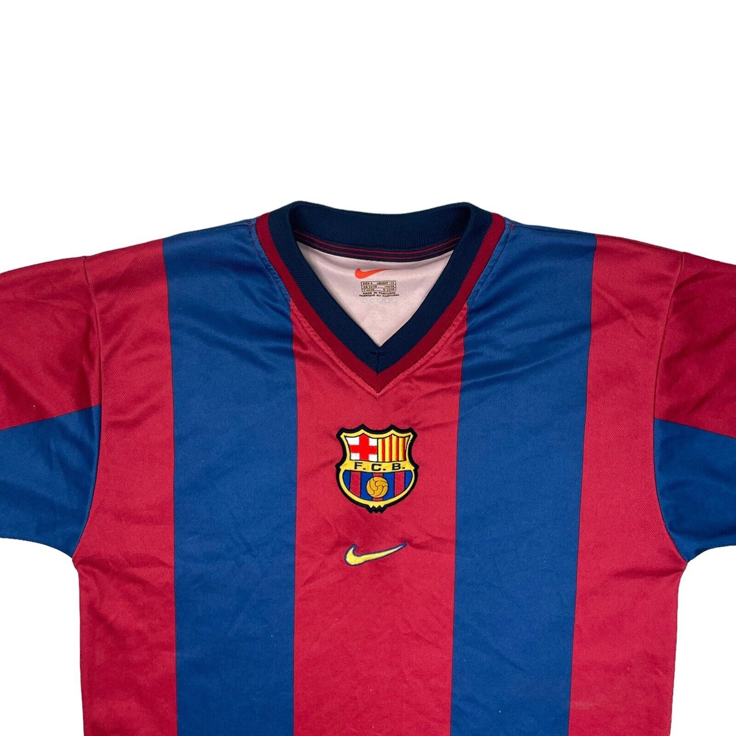 Vintage Barcelona Nike Football Shirt 98-00 Mens Small Red And Blue Embrodiered