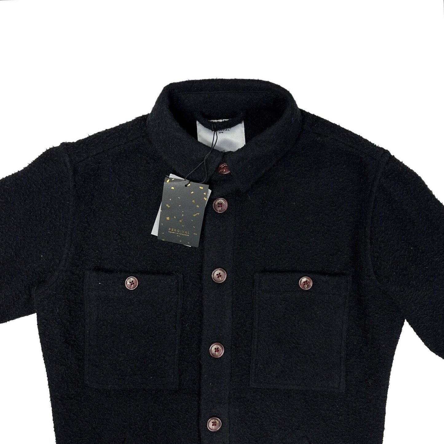 NWT Percival Blanket Workshirt Fleece Jacket Mens XS Made In UK Black