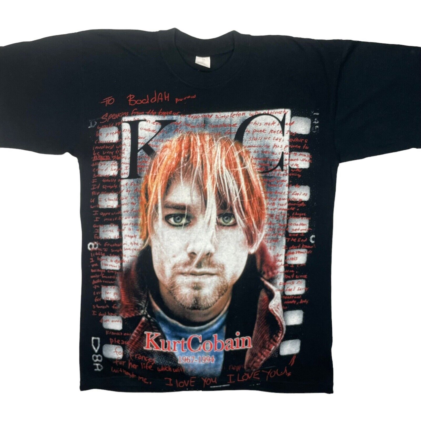 Vintage Kurt Cobain Euro T-Shirt Mens Large Black 90’s Grunge Nirvana