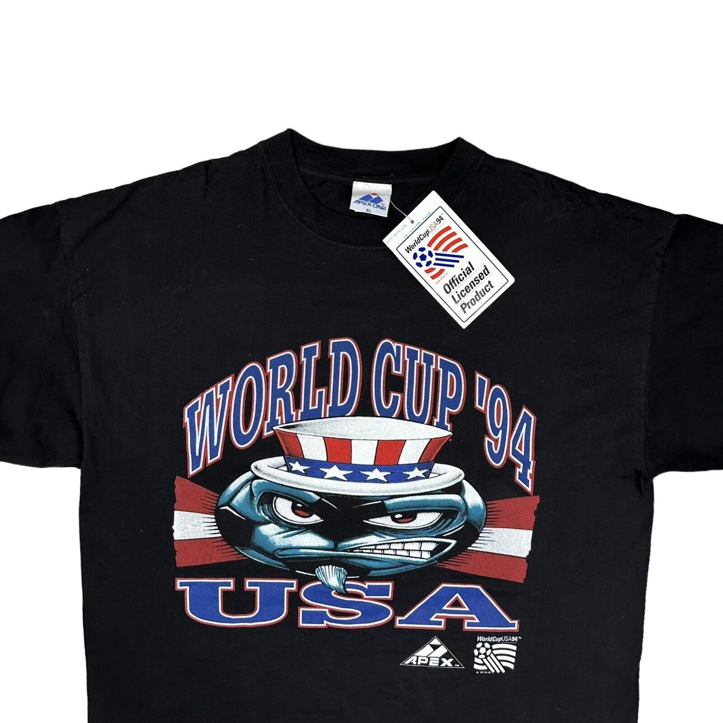 Vintage 1994 World Cup USA T-Shirt Black Apex One XL Deadstock NWT