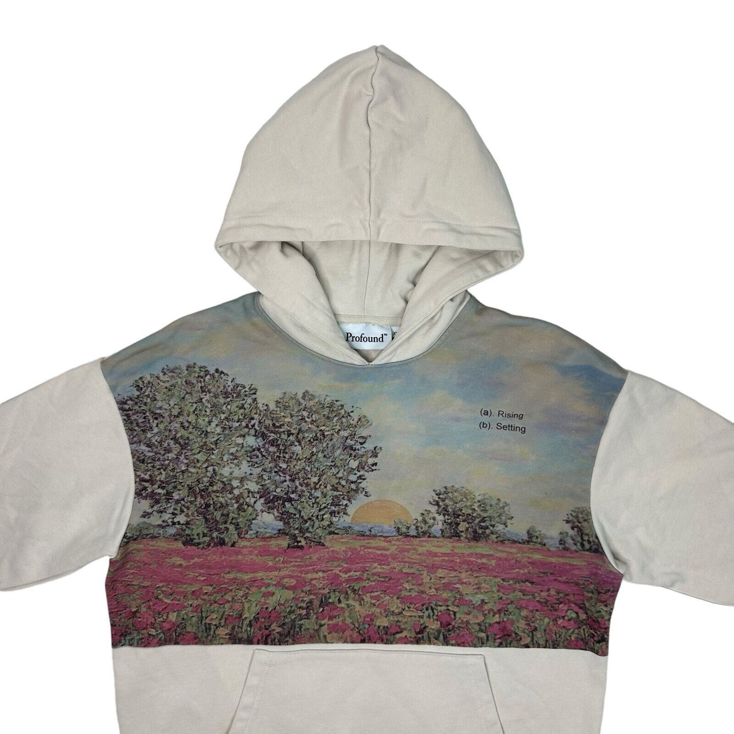 Profound Aesthetics Sunrise Pullover Hoodie Cream Mens XS Graphic Print