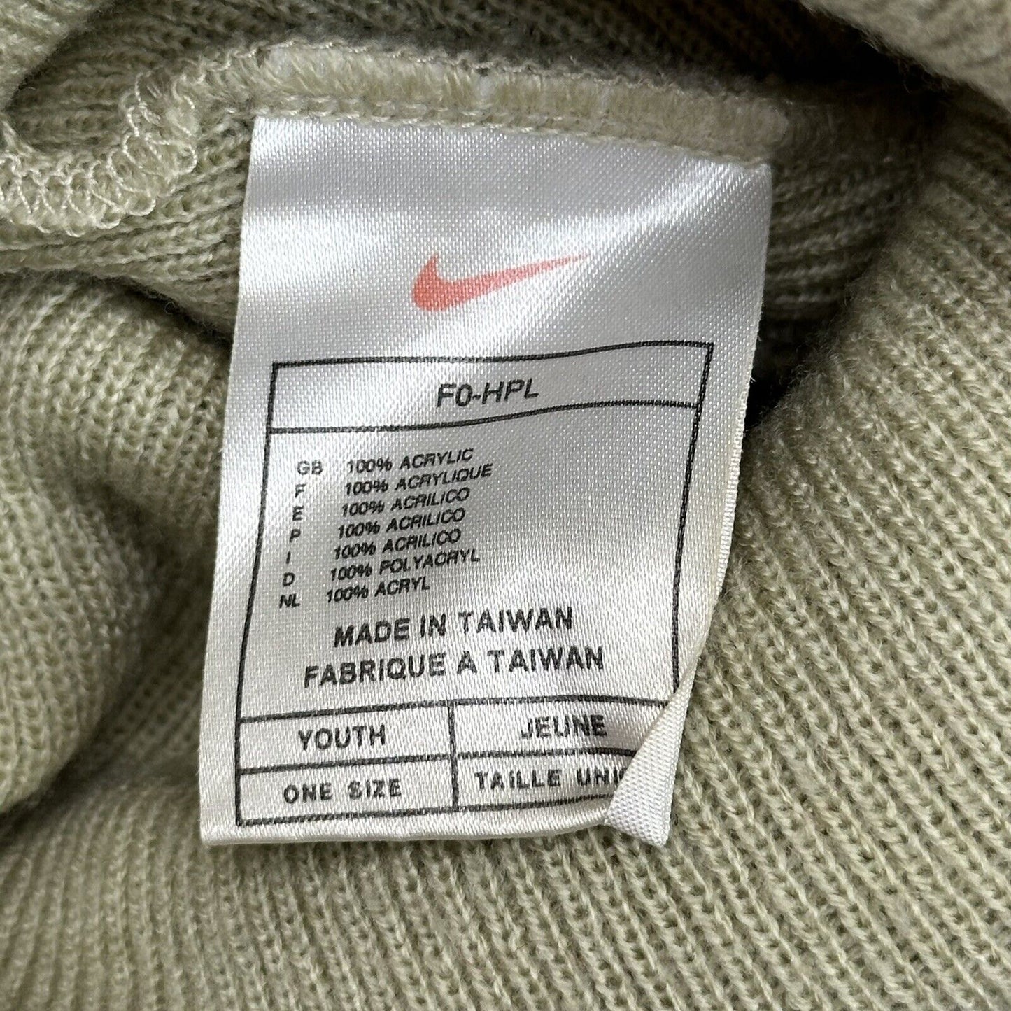 Vintage Nike Embroidered Swoosh Beanie Beige