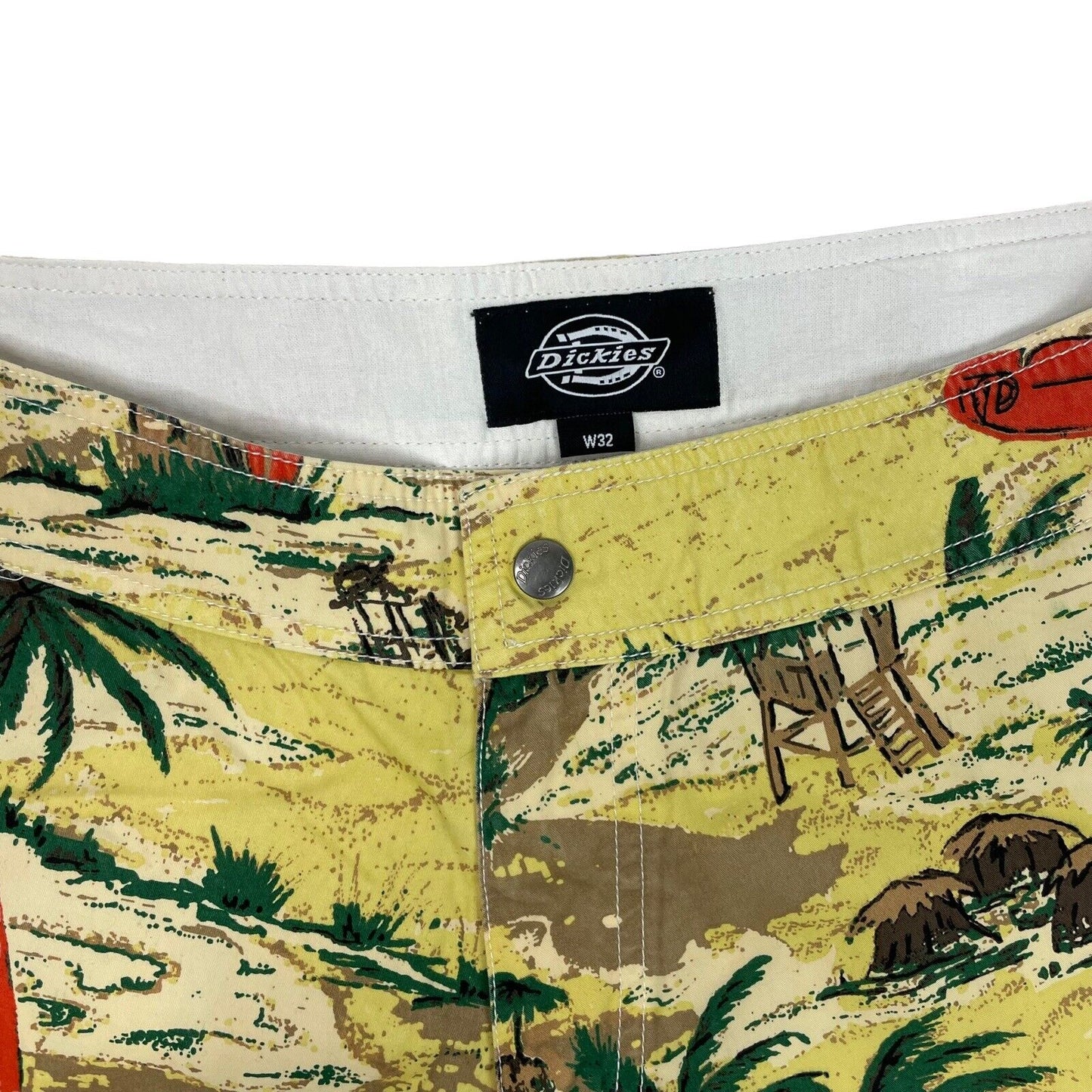 Dickies Palm Valley Shorts Yellow With Print Mens 32w