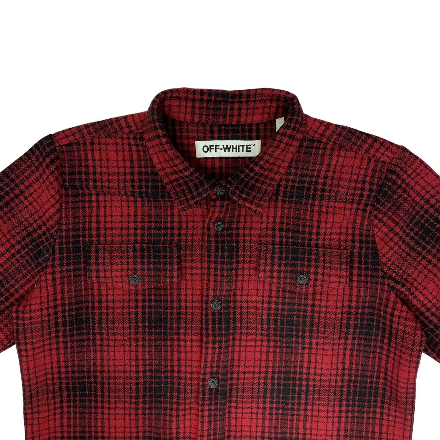 Off-White Diagonal Stripe Tartan Shirt Mens Medium Made In Italy Red And Black