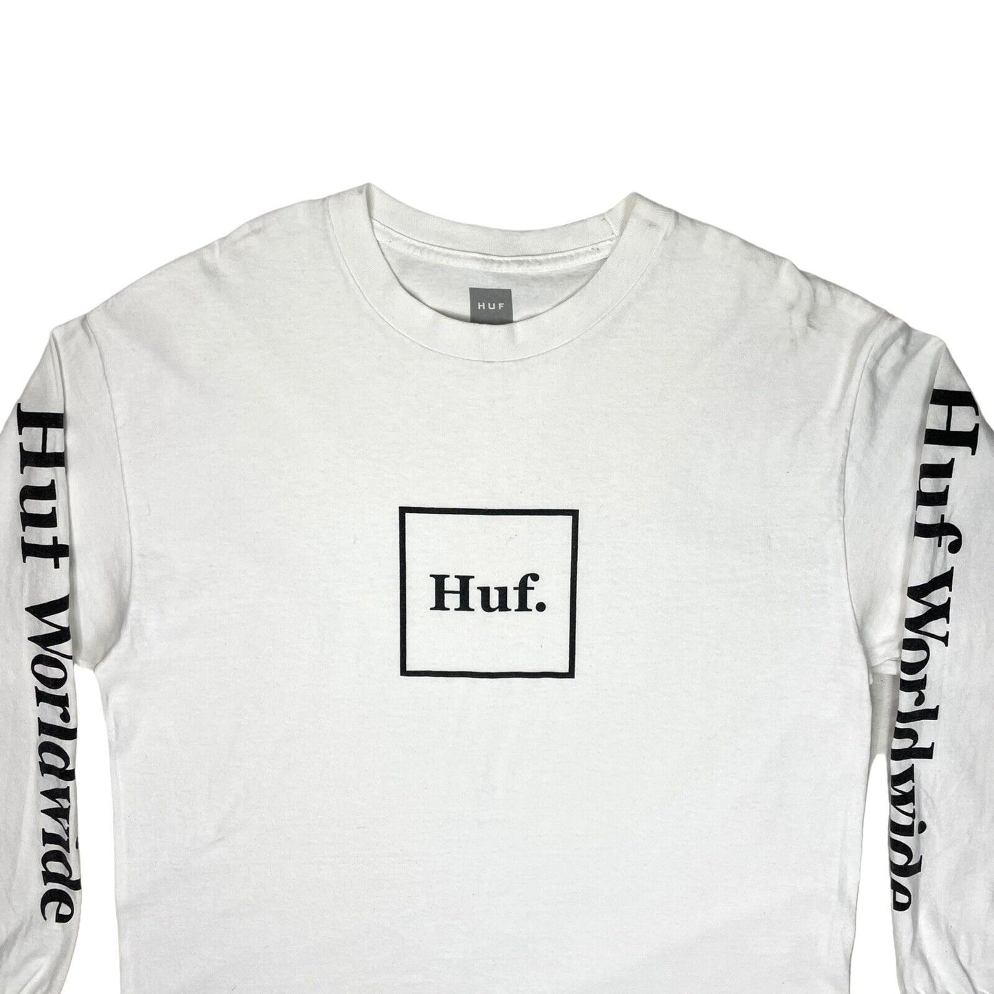 Huf Logo White T-Shirt Long Sleeve Mens Large