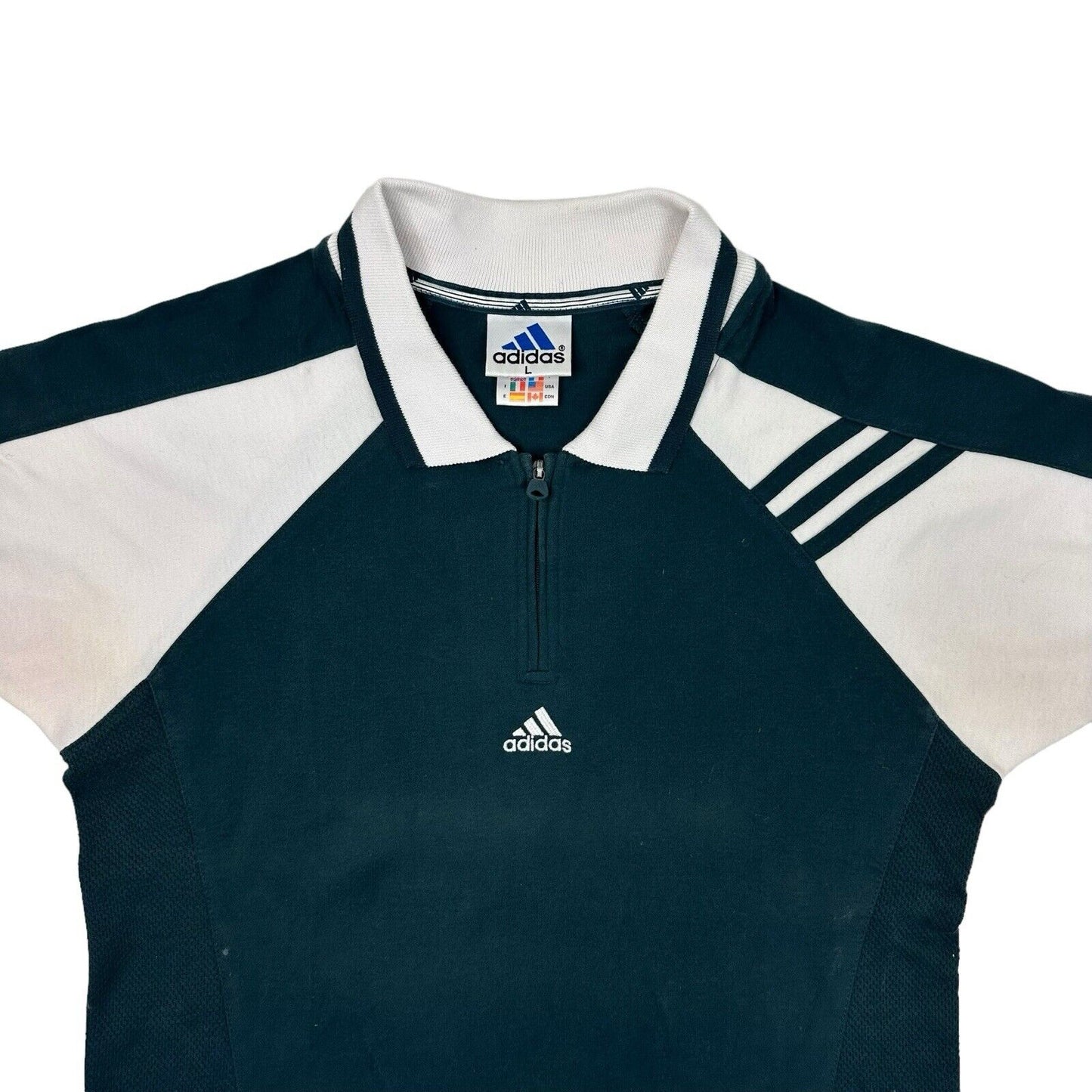 Vintage Adidas Sports Top Womens Large Navy Blue And White