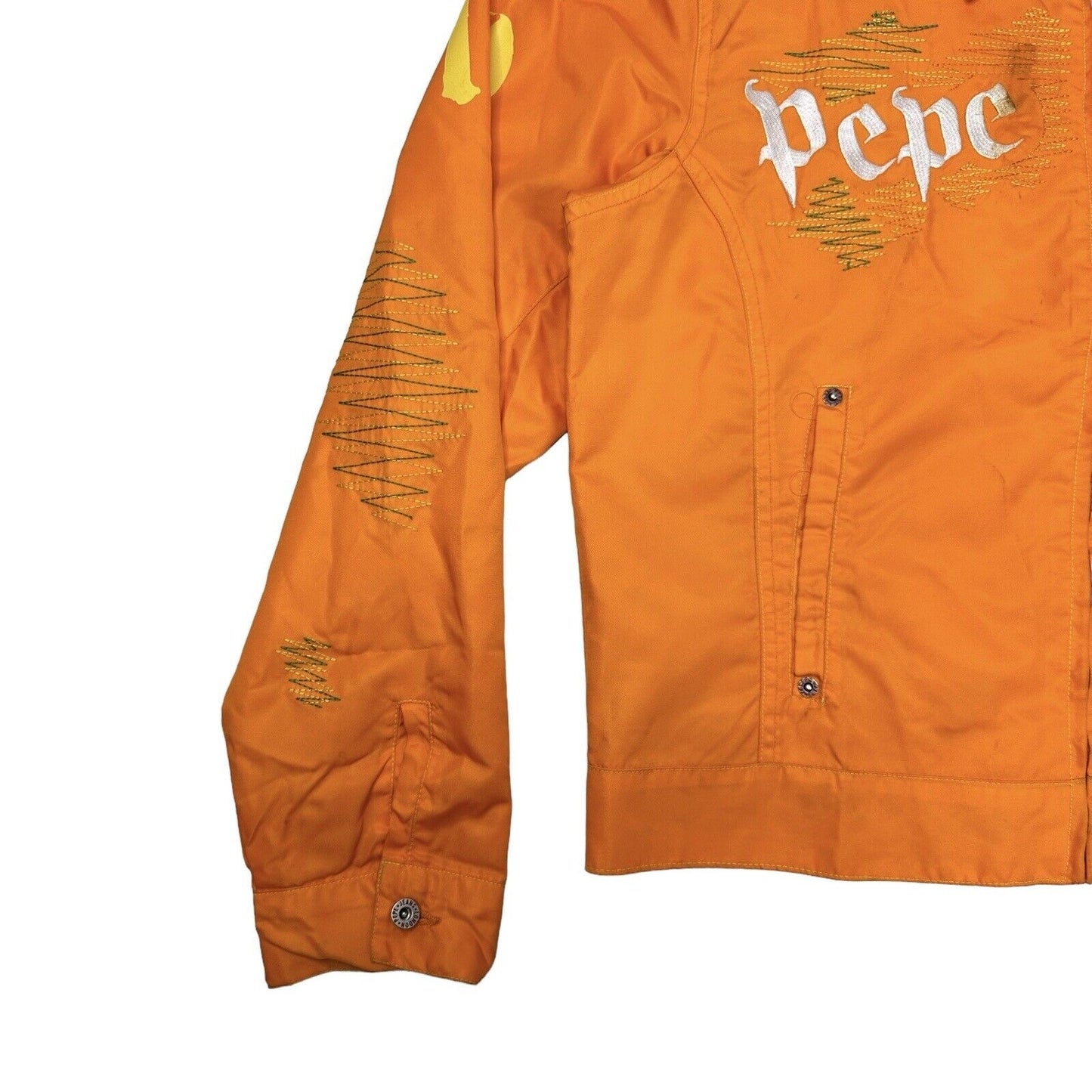 Vintage Pepe Jeans Jacket Orange Womens XL Embroidered Design