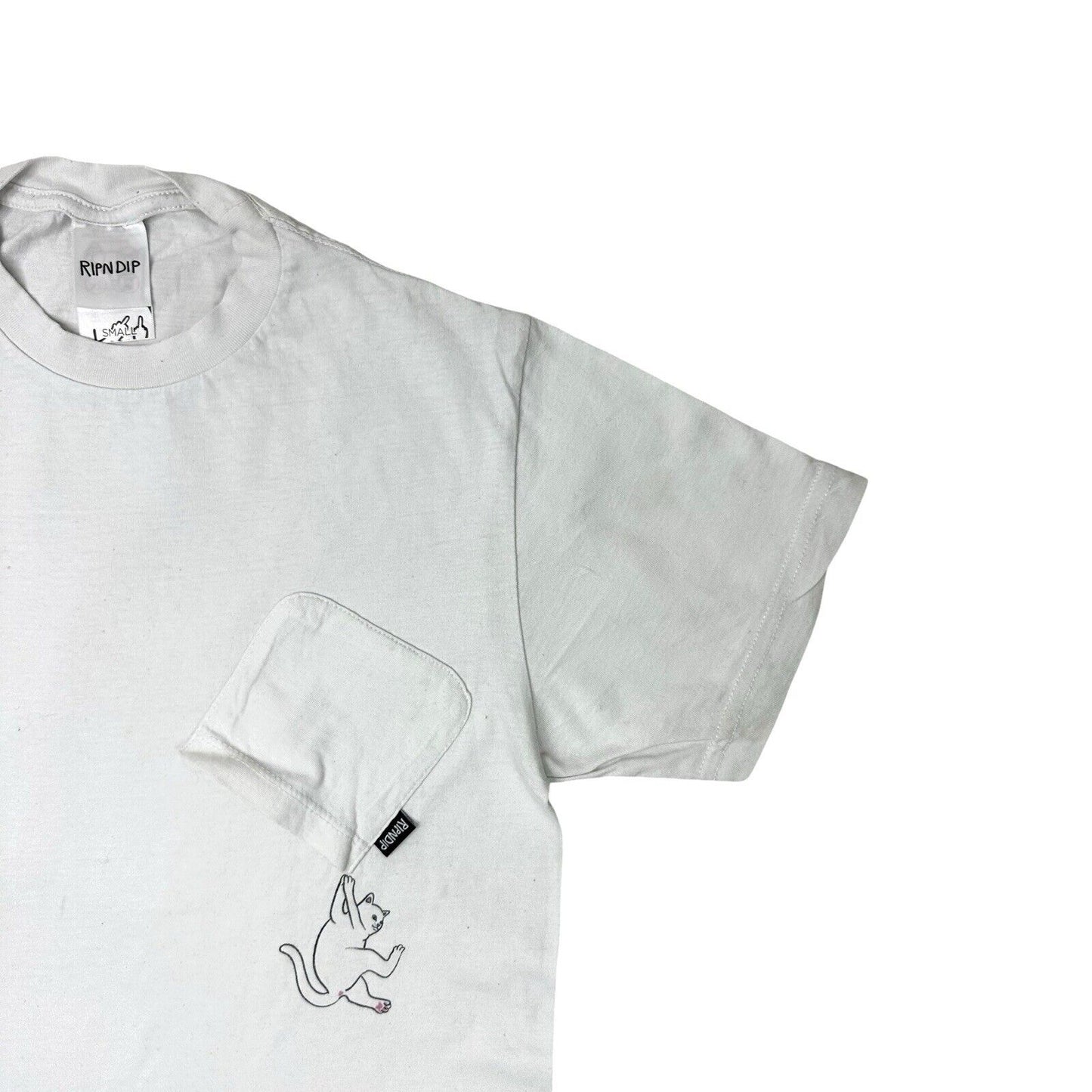 RipNDip Hang In There T-Shirt Mens Small White Pocket Tee