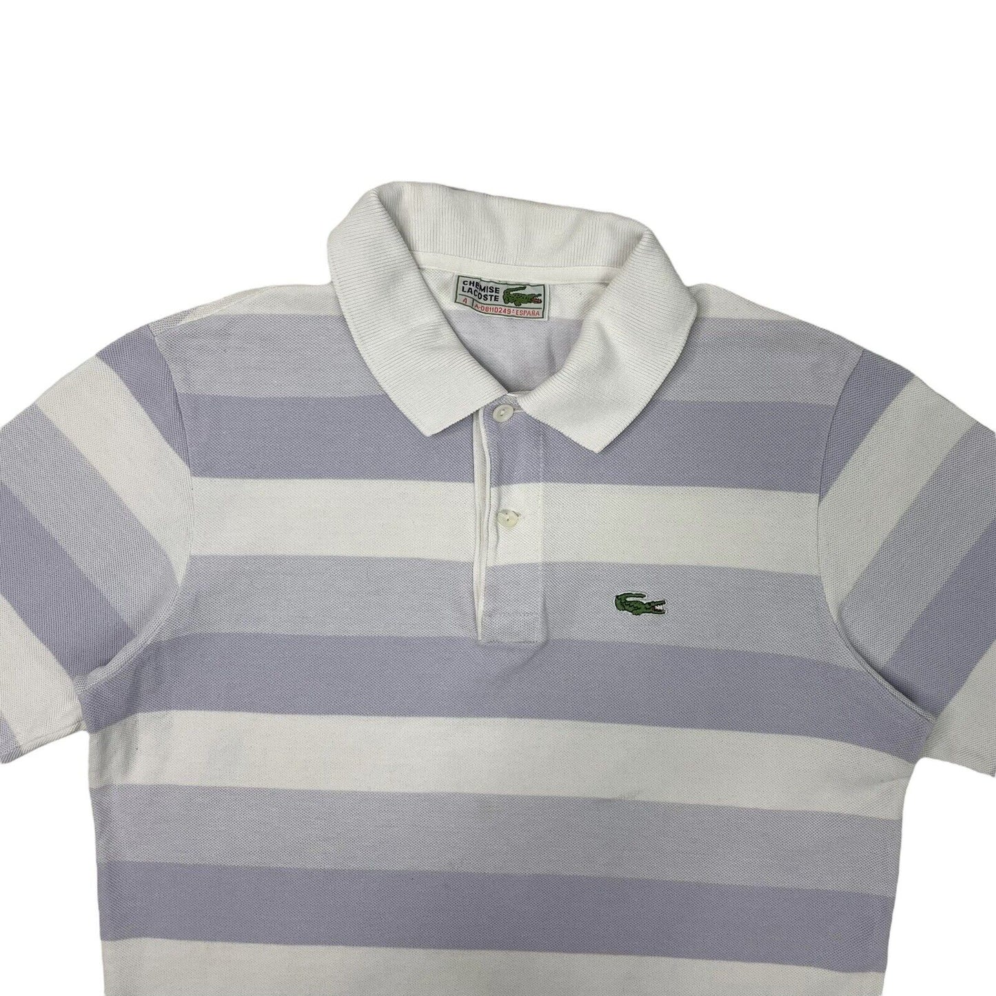 Vintage Lacoste Chemise Polo Shirt Striped Mens Small Blue And White