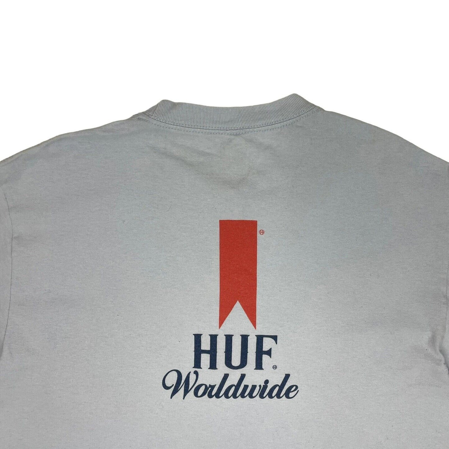 HUF Logo T-Shirt Baby Blue Long Sleeve Mens Medium